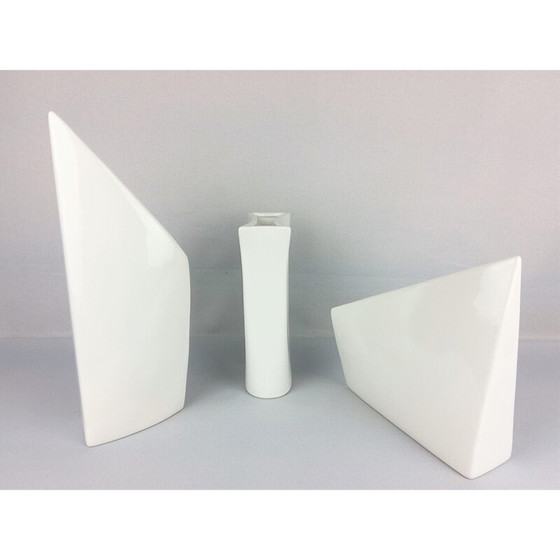 Image 1 of Set of 3 vintage white ceramic vases 1960