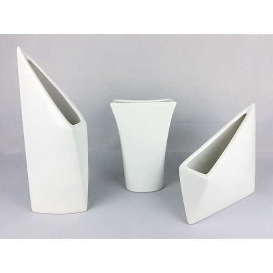 Image 1 of Set of 3 vintage white ceramic vases 1960
