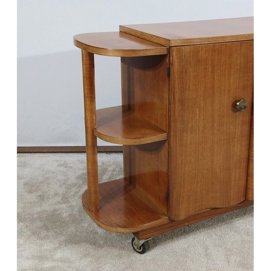 Image 1 of Vintage bar cabinet on wheels in walnut veneer, 1930