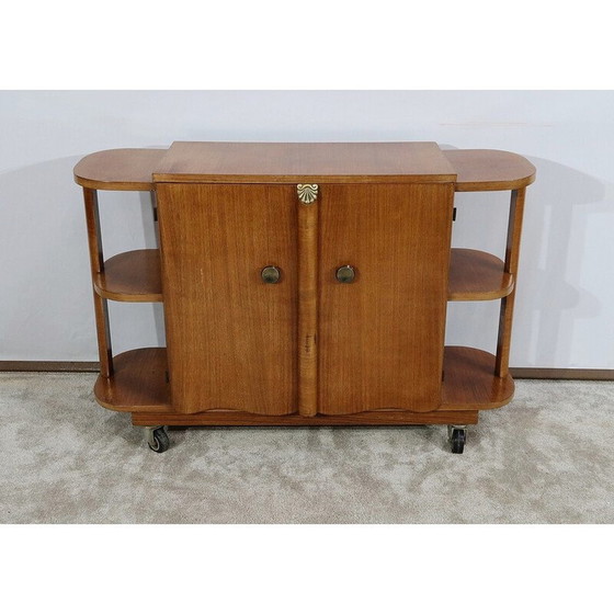 Image 1 of Vintage bar cabinet on wheels in walnut veneer, 1930