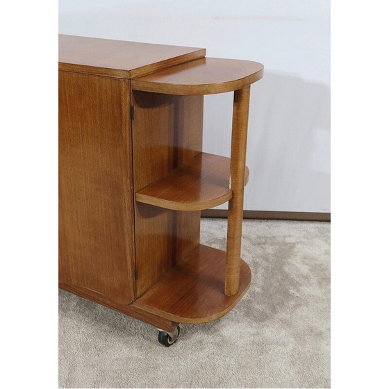 Image 1 of Vintage bar cabinet on wheels in walnut veneer, 1930