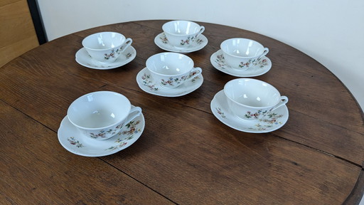 12 Piece Sologne Porcelain Coffee Set France