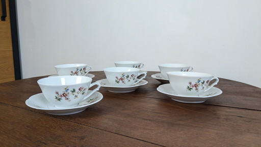 12 Piece Sologne Porcelain Coffee Set France