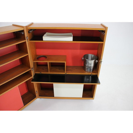 Vintage teak folding bar cabinet by Johannes Andersen, Denmark 1960s