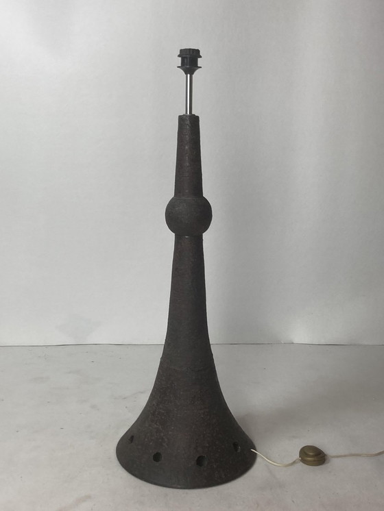 Image 1 of Wabi Sabi Bouclé & Ceramic Floor Lamp, 1960s