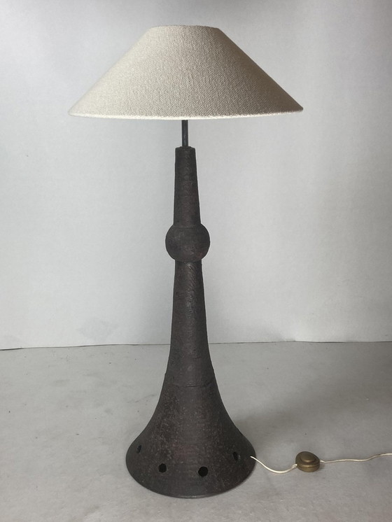 Image 1 of Wabi Sabi Bouclé & Ceramic Floor Lamp, 1960s