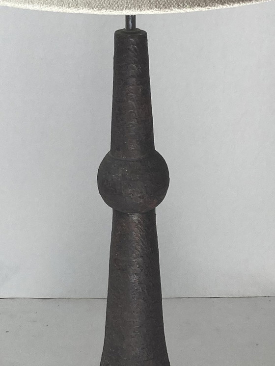 Image 1 of Wabi Sabi Bouclé & Ceramic Floor Lamp, 1960s