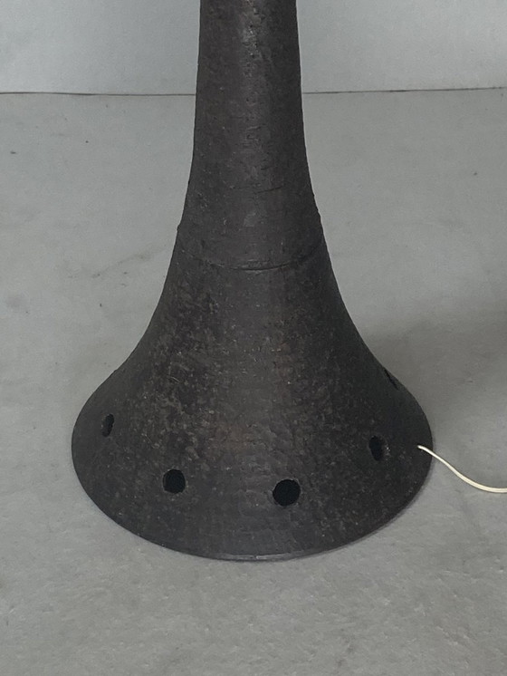 Image 1 of Wabi Sabi Bouclé & Ceramic Floor Lamp, 1960s