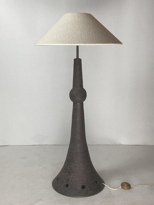 Wabi Sabi Bouclé & Ceramic Floor Lamp, 1960s