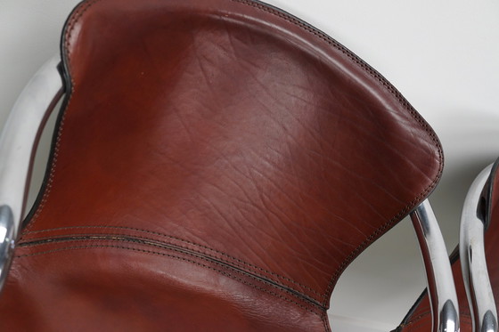 Image 1 of 4x Metaform cognac leather chairs