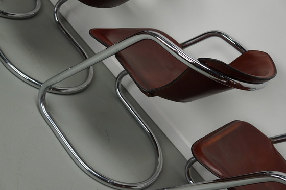 Image 1 of 4x Metaform cognac leather chairs