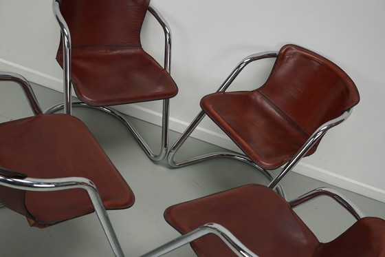 Image 1 of 4x Metaform cognac leather chairs