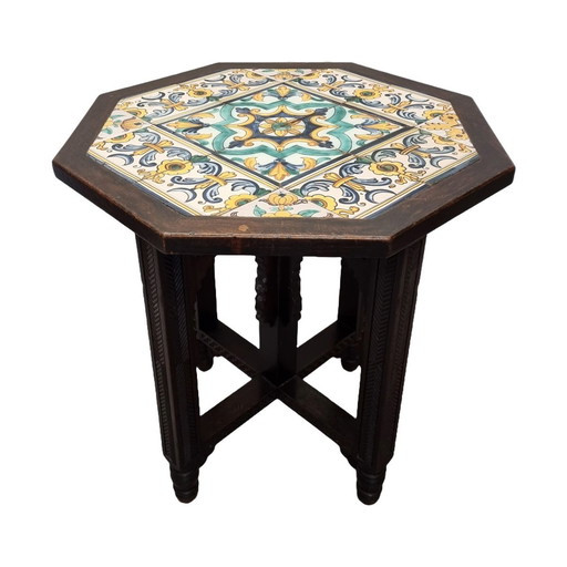 Vintage Southern European Side Table Tile Top 2Th Half 20ths