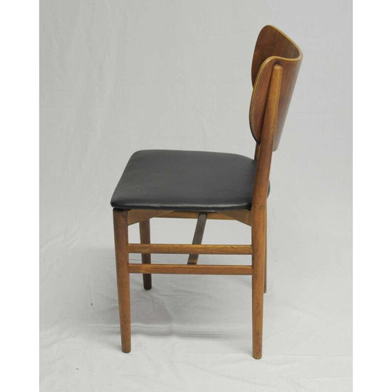 Image 1 of Set of 12 vintage oak and teak chairs by Niels and Eva Koppel for Slagelse Mobelfabrik, Denmark 1950