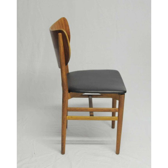 Image 1 of Set of 12 vintage oak and teak chairs by Niels and Eva Koppel for Slagelse Mobelfabrik, Denmark 1950
