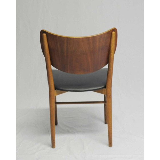Image 1 of Set of 12 vintage oak and teak chairs by Niels and Eva Koppel for Slagelse Mobelfabrik, Denmark 1950