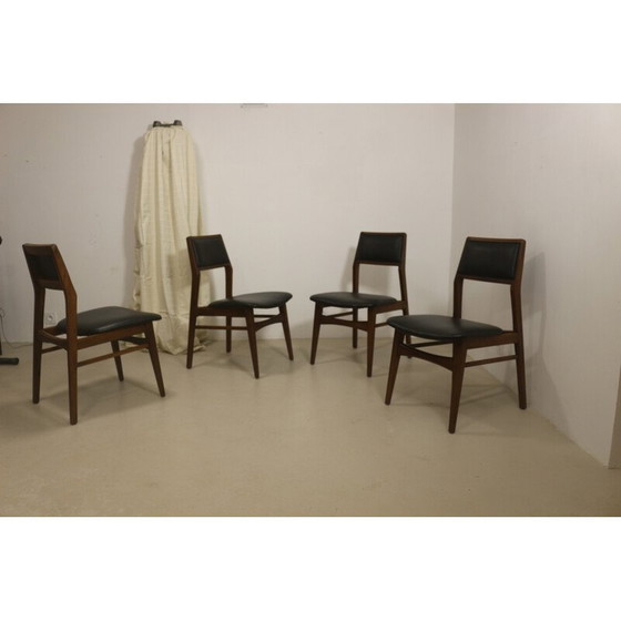 Image 1 of Set of 4 vintage walnut dining chairs by Foster McDavid, 1970