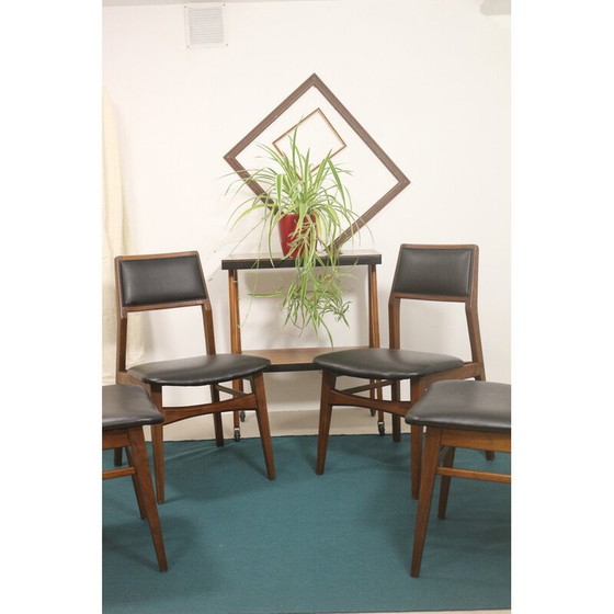 Image 1 of Set of 4 vintage walnut dining chairs by Foster McDavid, 1970