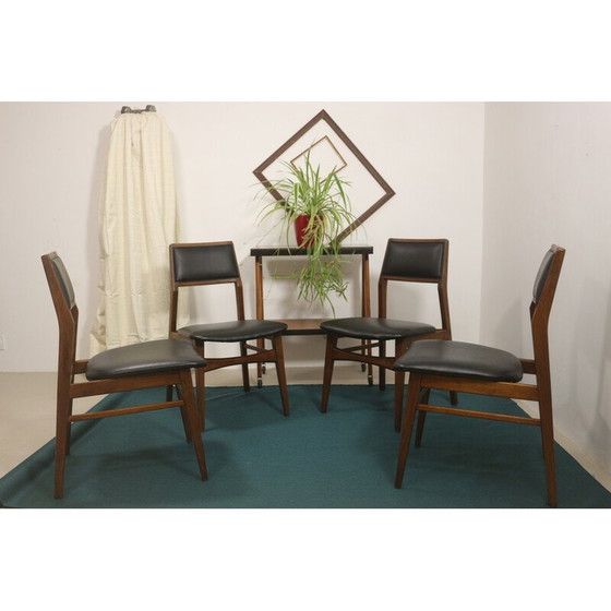 Image 1 of Set of 4 vintage walnut dining chairs by Foster McDavid, 1970