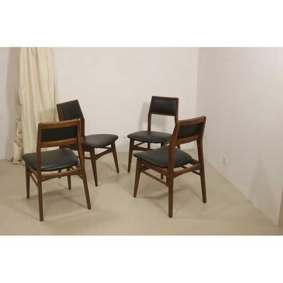 Image 1 of Set of 4 vintage walnut dining chairs by Foster McDavid, 1970