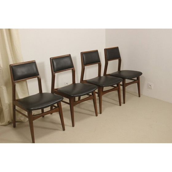 Image 1 of Set of 4 vintage walnut dining chairs by Foster McDavid, 1970