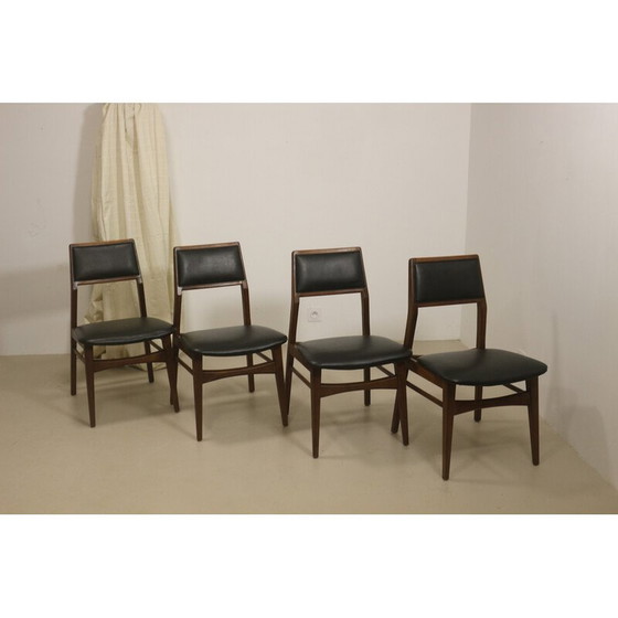 Image 1 of Set of 4 vintage walnut dining chairs by Foster McDavid, 1970