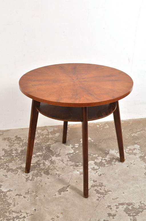 Vintage Sidetable In Walnut And Reading Shelf