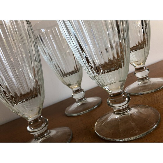 Image 1 of Set of 4 vintage bistro moulded glass ice cream bowls