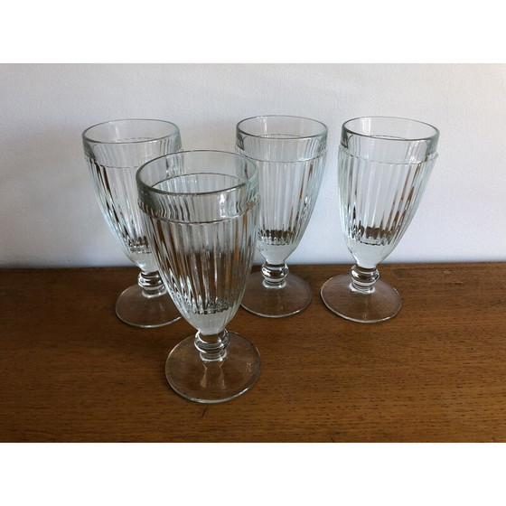 Image 1 of Set of 4 vintage bistro moulded glass ice cream bowls