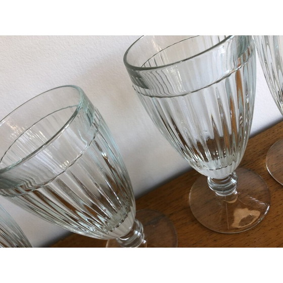 Image 1 of Set of 4 vintage bistro moulded glass ice cream bowls