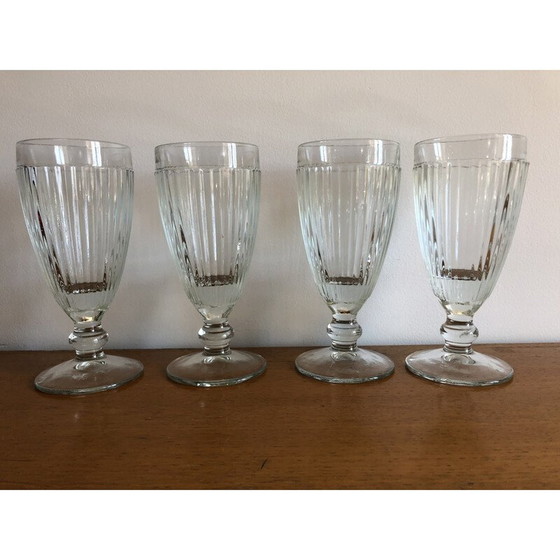 Image 1 of Set of 4 vintage bistro moulded glass ice cream bowls