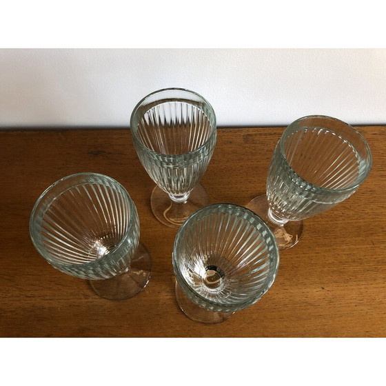 Image 1 of Set of 4 vintage bistro moulded glass ice cream bowls