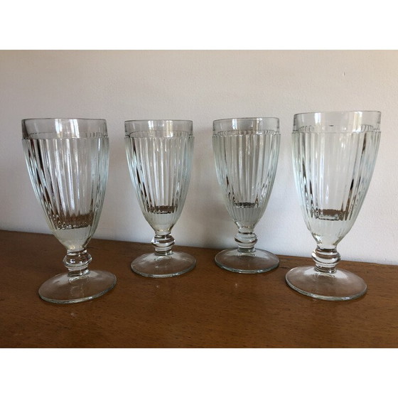 Image 1 of Set of 4 vintage bistro moulded glass ice cream bowls