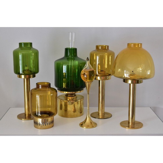 Image 1 of Set of 5 vintage brass Clear Drops oil lamps by Freddie Andersen, Denmark 1970