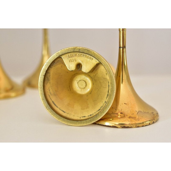 Image 1 of Set of 5 vintage brass Clear Drops oil lamps by Freddie Andersen, Denmark 1970
