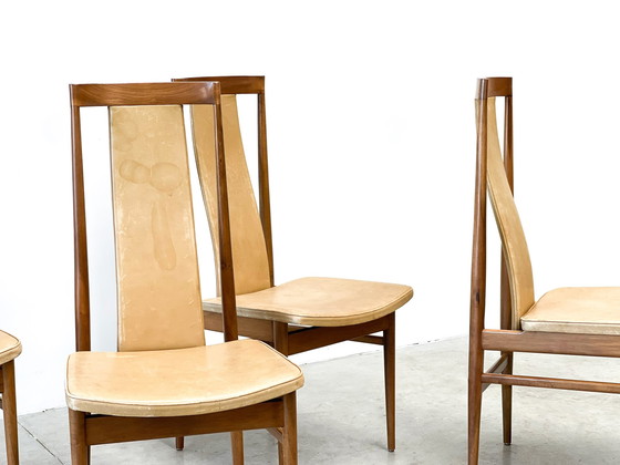 Image 1 of Chaises de salle à manger à dossier haut en chêne, Mid Century, 1960