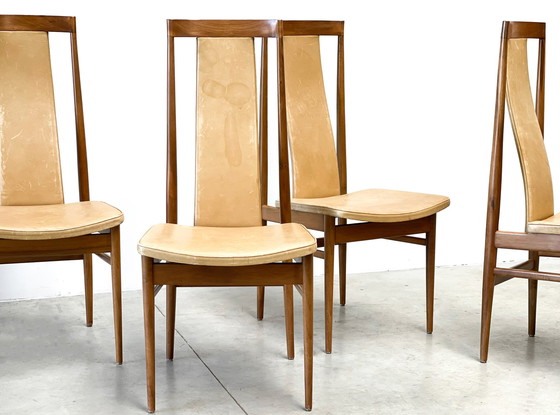 Image 1 of Chaises de salle à manger à dossier haut en chêne, Mid Century, 1960