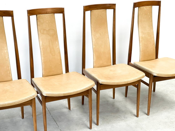 Image 1 of Chaises de salle à manger à dossier haut en chêne, Mid Century, 1960