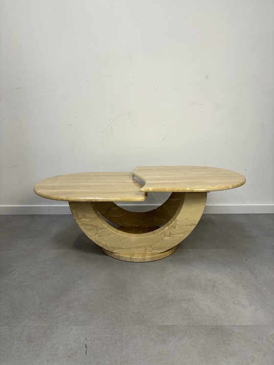 Image 1 of Tavolino da caffè vintage in travertino a due livelli