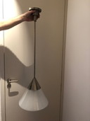 Vintage hanging lamp - glass/metal - art deco style