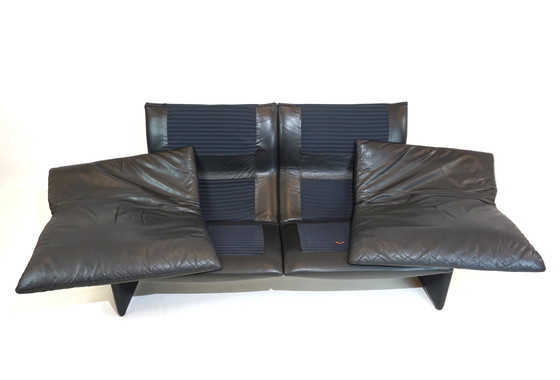 Image 1 of Saporiti Italia 2 seater leather sofa by Giovanni Offredi