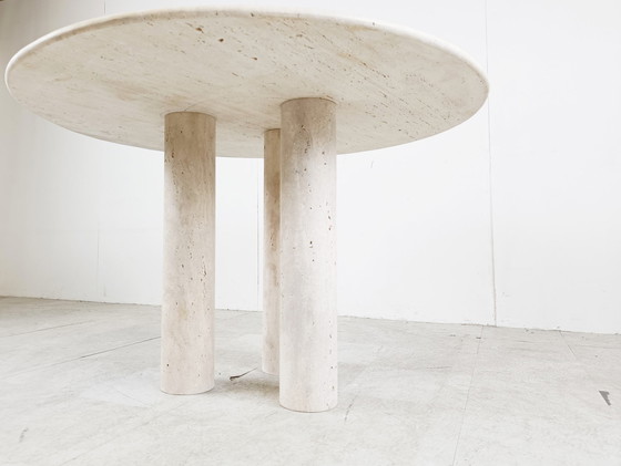 Image 1 of Round italian travertine dining table 1970s 