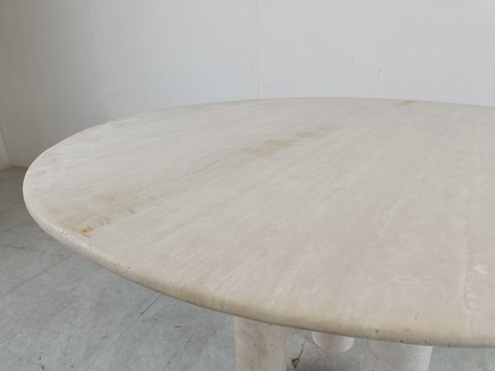 Image 1 of Round italian travertine dining table 1970s 