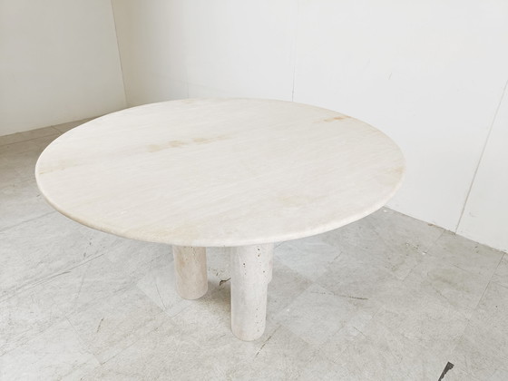 Image 1 of Round italian travertine dining table 1970s 