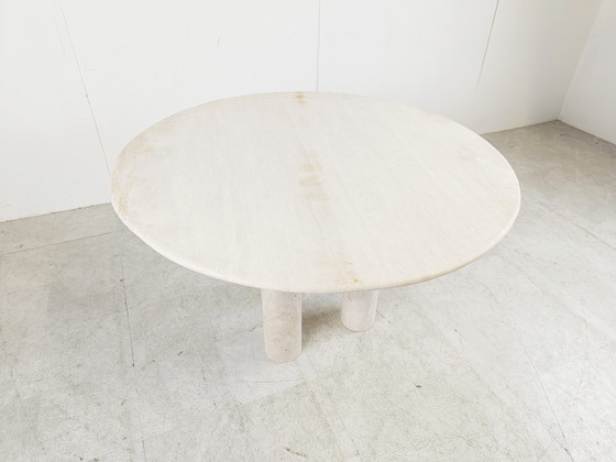 Image 1 of Round italian travertine dining table 1970s 