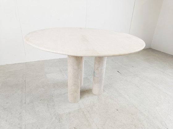 Image 1 of Round italian travertine dining table 1970s 