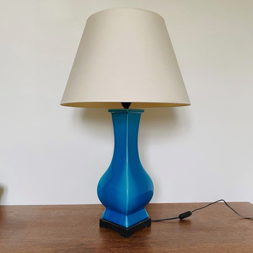 Vintage turquoise ceramic table lamp