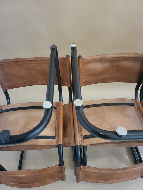 Image 1 of 6x Retro tubular frame chairs with leather