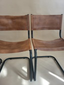 6x Chaises rétro à structure tubulaire avec cuir