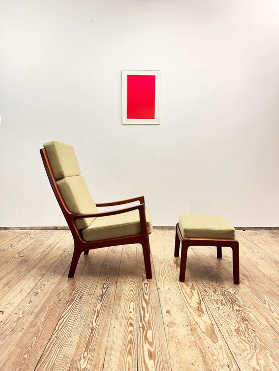 Image 1 of Danish Design High Back Teak Armchair or Easy Chair & Stool, Senator Series, by Ole Wanscher